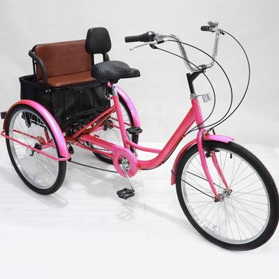 Hochlastkapazität 150 kg Pedal Dreirad 24 Zoll 7 Geschwindigkeiten Multifunktionaler Erwachsenen Dreirad