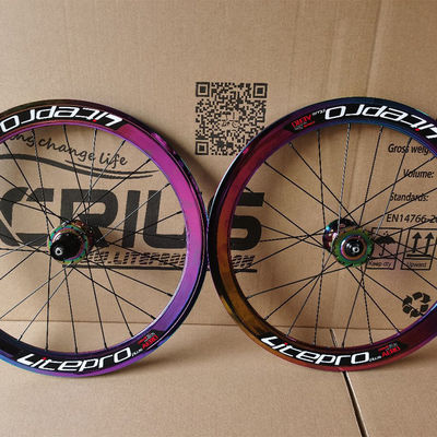 20 Zoll Kohlenstofffaser-Radensatz für Fahrräder 8/9/10/11 Geschwindigkeit Doppelwand Regenbogenfarbe