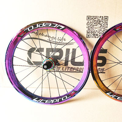 20 Zoll Kohlenstofffaser-Radensatz für Fahrräder 8/9/10/11 Geschwindigkeit Doppelwand Regenbogenfarbe