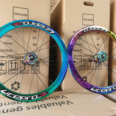 20 Zoll Kohlenstofffaser-Radensatz für Fahrräder 8/9/10/11 Geschwindigkeit Doppelwand Regenbogenfarbe